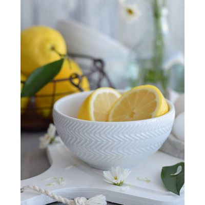 Conjunto de Bowls Germer Chevron em Porcelana 400 ml – 6 Peças