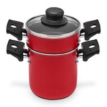 Mini Cuscuzeira Multiflon em Alumínio com Alça TPA Versátil - Vermelho