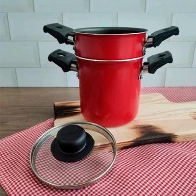 Mini Cuscuzeira Multiflon em Alumínio com Alça TPA Versátil - Vermelho