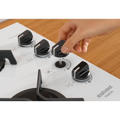 Cooktop 4 Bocas Mesa de Vidro e Tripla Chama Itaplus Branco / Bivolt