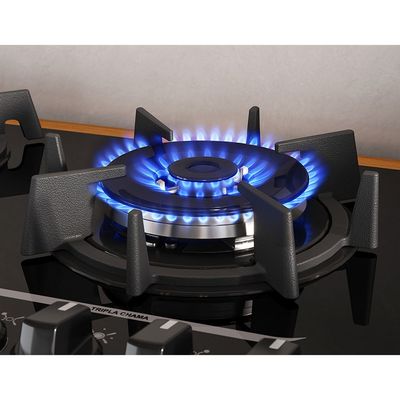 Cooktop 5 Bocas Mesa de Vidro e Tripla Chama Itaplus Preto / Bivolt