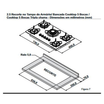 Cooktop 5 Bocas Mesa de Vidro e Tripla Chama Itaplus Preto / Bivolt