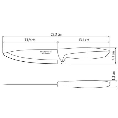 Faca 6" Chef Tramontina Plenus em Aço Inox - Off-White