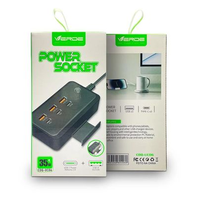 Adaptador USB-A + Type C - 3 Portas - Preto - VERDE