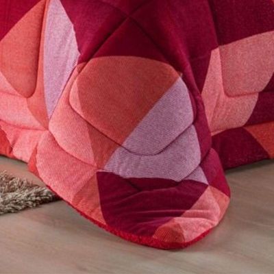 Edredom Coberdrom Sonobom King Sherpa - Geométrico Vermelho - 100% Poliéster