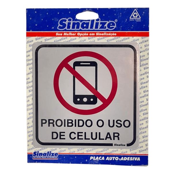 Placa de Sinalização Sinalize Proibido Uso Celular 15X15CM