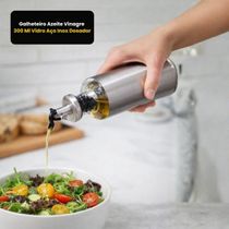 Porta Azeite Galheteiro 300ml Vidro E Inox Dosador Cozinha Anti Vazamento Bico Fino