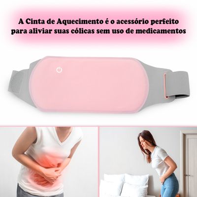 Cinta De Aquecimento Alivio Cólica Menstrual Almofada Esquenta Cor:Rosa