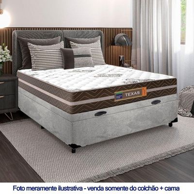 Cama Box Baú Casal Suede + Colchão Molas Ensacadas Texas Prime Colchões Cinza 138cm