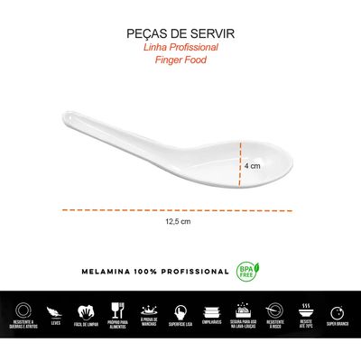 Colher Finger Food Brigadeiro Buffet Restaurante Melanina Branco 8un