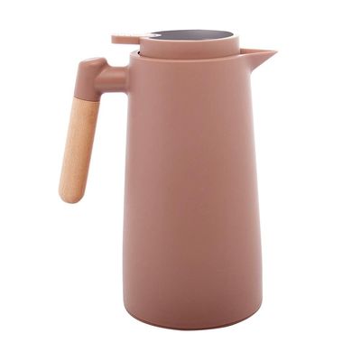 Garrafa Térmica Lyor Tap 1L com Termômetro Digital Cabo de Madeira Nude Rosa