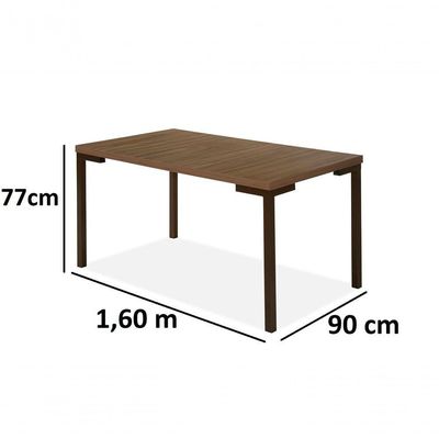 Conjunto Mesa Tubo Chocolate Inovare 1,60x0,90 Com 6 Cadeiras Tampo Mdp