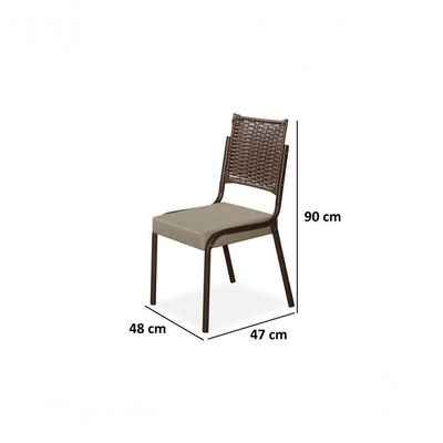 Conjunto Mesa Tubo Chocolate Inovare 1,60x0,90 Com 6 Cadeiras Tampo Mdp