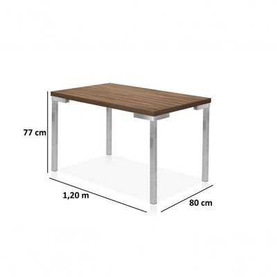 Conjunto Mesa Inovare Cr 1,20X0,80 Mdp-4 Cadeira Junco Cr Junco Tampo Nogal