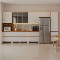 Armário De Cozinha Completa 13 Portas 7 Gavetas Lais Madeirado/fendi Madeirado / Fendi