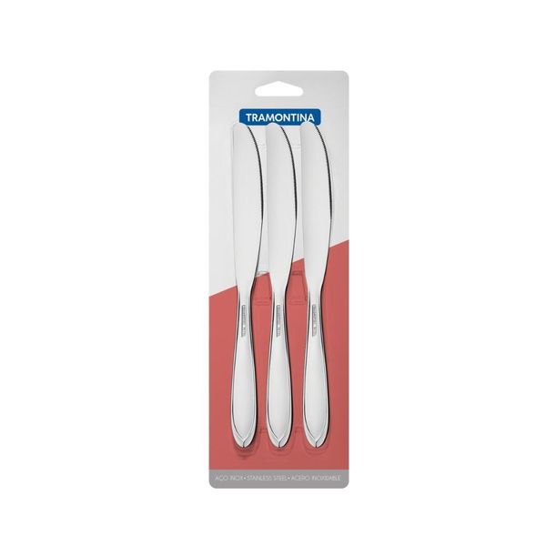 Conjunto de facas de mesa Tramontina Laguna aço inox 3 pç.