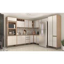 Cozinha Completa 11 Peças Com Armário E Balcão Mel Vanilla-pérola Off