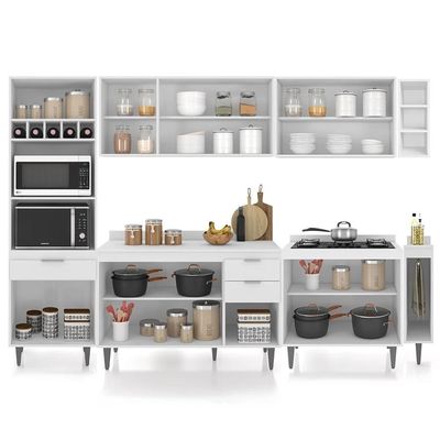 Armário De Cozinha Com Tampo Cp07 280cm Pérola Branco Z34 - Mpozenato