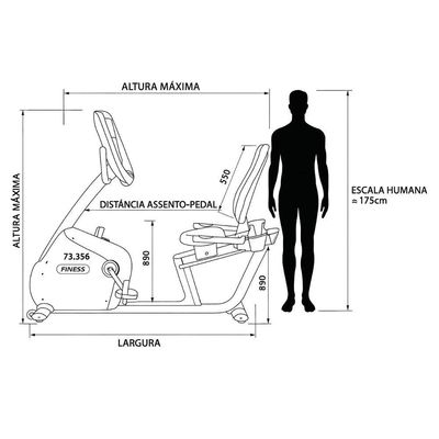Bicicleta Ergométrica Resistência Magnética Horizontal Cinza