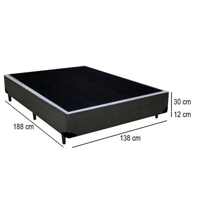 Cama Box Casal Sintético Mega Cama Cinza 138x188x42cm