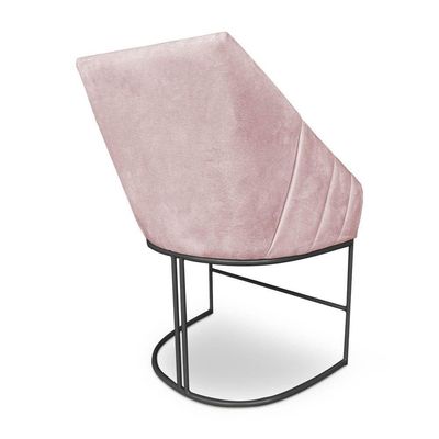 Kit 6 Poltronas Luxo Alana Suede Base Ferro Preto - Pallazio Cor Rosa Bebê