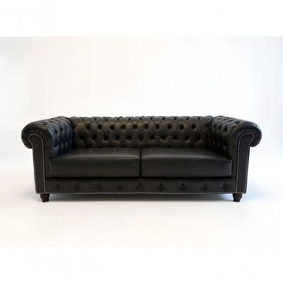Sofá 3 Lugares Chesterfield Classico Preto - Combo Stock