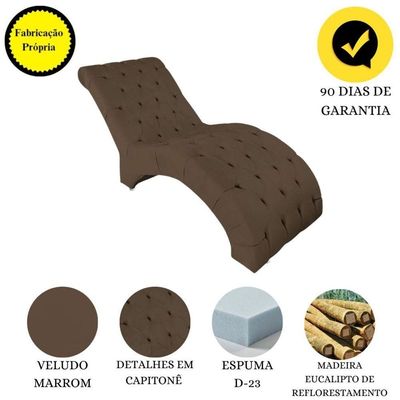 Recamier Divã Espreguiçadeira Para Sala Cliníca Elisa Veludo Marrom