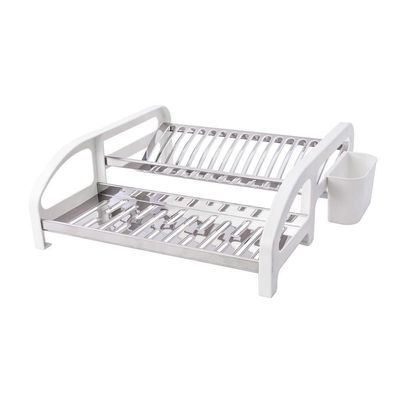 Escorredor 16 Pratos Aço Inox Tipo Cama Branco Domum