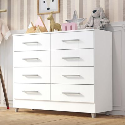 Comoda Infantil Raissa 8 Gav Branco