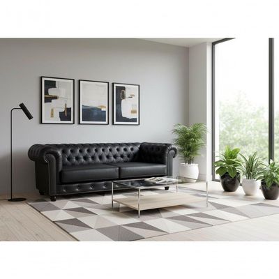 Sofá 3 Lugares Chesterfield Classico Preto - Combo Stock