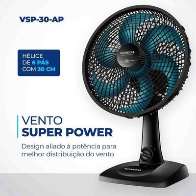 Ventilador De Mesa Mondial Super Power Vsp30 Azul Petroléo 110V