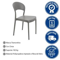 Kit 8 Cadeiras Tramontina Sissi Eco Em Polipropileno E Fibra De Vidro Fechada Cinza 92046417