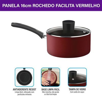 Panela Rochedo Facilita 18cm Vermelho Vermelho