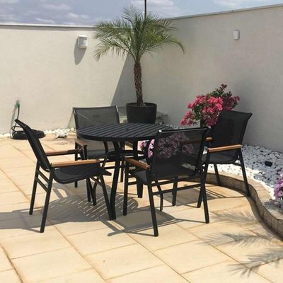 Kit 4 Cadeiras Jardim Gourmet área Externa Sala De Jantar Nossa Kasa Preto