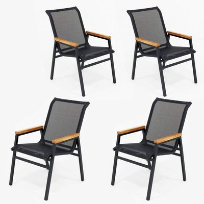 Kit 4 Cadeiras Jardim Gourmet área Externa Sala De Jantar Nossa Kasa Preto