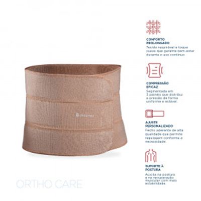 Faixa Abdominal 3 Painéis Ortho Care Dellamed M / Bege