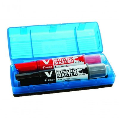 Kit Para Quadro Branco Marcador Recarregável + Apagador + Ponta Para Marcador Pilot Vermelho