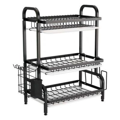 Escorredor de Pratos Triplo Premium Black Design Moderno e Organizador