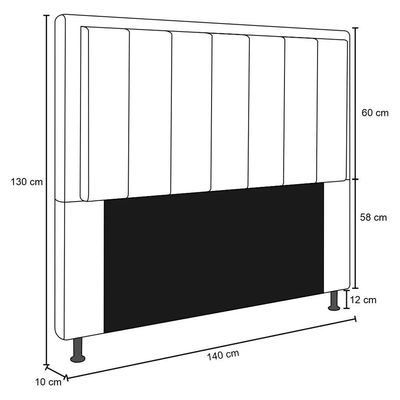 Cabeceira Opala Cama Box Casal 140cm Suede Grafite