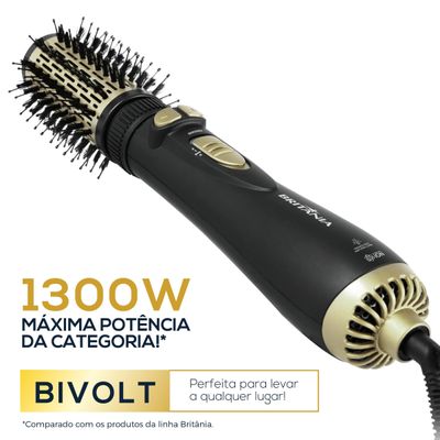 Escova Rotativa Secadora Britânia BER20PD com 3 Temperaturas Bivolt – Preta/Dourada