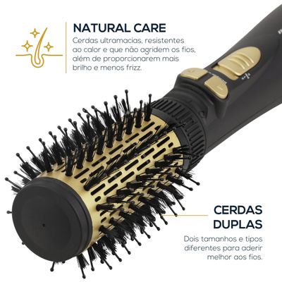 Escova Rotativa Secadora Britânia BER20PD com 3 Temperaturas Bivolt – Preta/Dourada