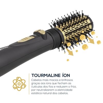 Escova Rotativa Secadora Britânia BER20PD com 3 Temperaturas Bivolt – Preta/Dourada