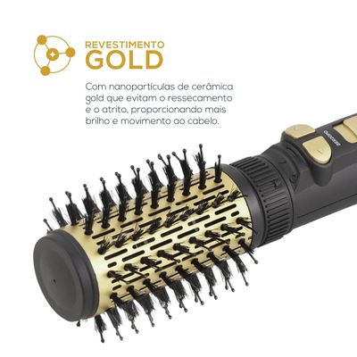 Escova Rotativa Secadora Britânia BER20PD com 3 Temperaturas Bivolt – Preta/Dourada