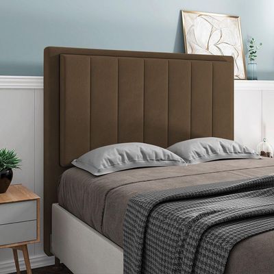 Cabeceira Opala Cama Box King 195cm Suede Marrom