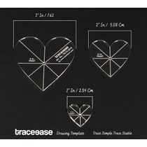 3 Peças de Molde em Forma de Coração para Colcha/Aplicação 2,5/5/7,5 cm para Patchwork/Quilting Espessura 0,3 cm - Traceease