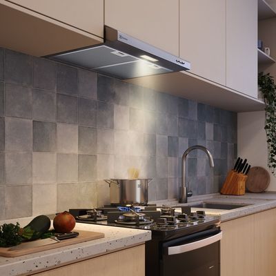 Depurador de Ar Electrolux 60 cm Inox Alto Poder de Sucção, Luz LED e Filtragem Dupla (DE6SS) 220V