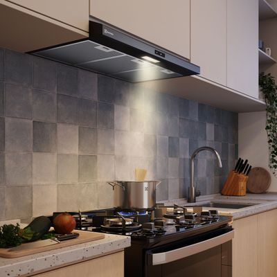 Depurador de Ar Electrolux 80cm Preto Alto Poder de Sucção, Painel Touch e Luz LED (DE8TB) Bivolt
