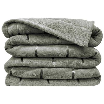 Cobertor Manta Fluffy Casal Queen 2,40m x 2,20m Listras Super Macio - Cinza