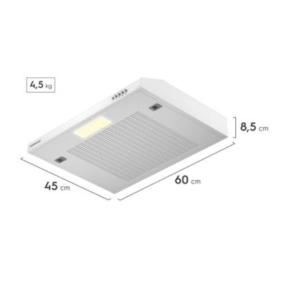 Depurador de Ar Continental 60cm Branco Alto Poder de Sucção e 3 Velocidades (DC6PW) 220V