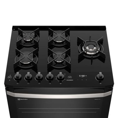 Fogão 5 bocas Electrolux Preto Experience Mesa de Vidro, Grill e PerfectCook360 (FE5CB) 220V